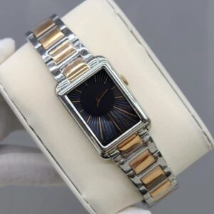 Rectangle Quartz Watch Stainless Steel and Plated Metal