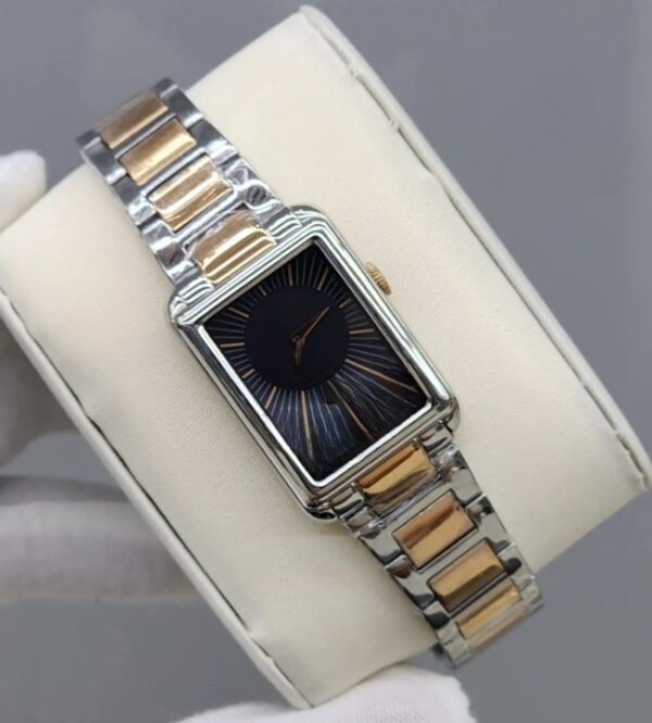 Rectangle Quartz Watch Stainless Steel and Plated Metal