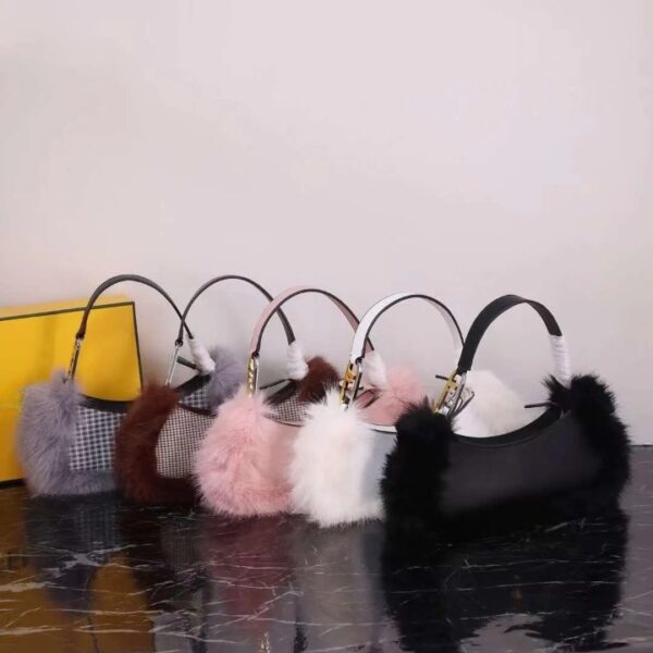 Anagram O Lock Swing Fur & Leather Pouch