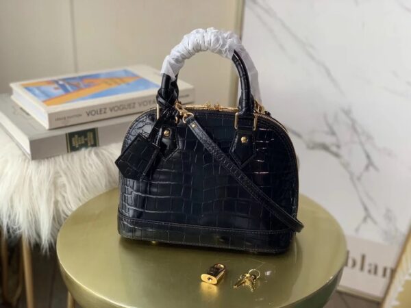 Alma BB Crocodilien Handbag Black